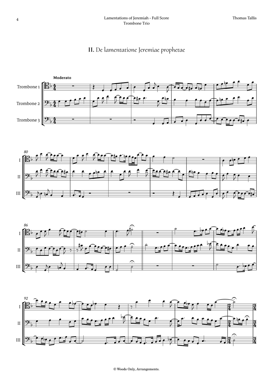 Lamentations of Jeremiah by Thomas Tallis for Trombone Trio Trombone Trio scores gallery preview page 4