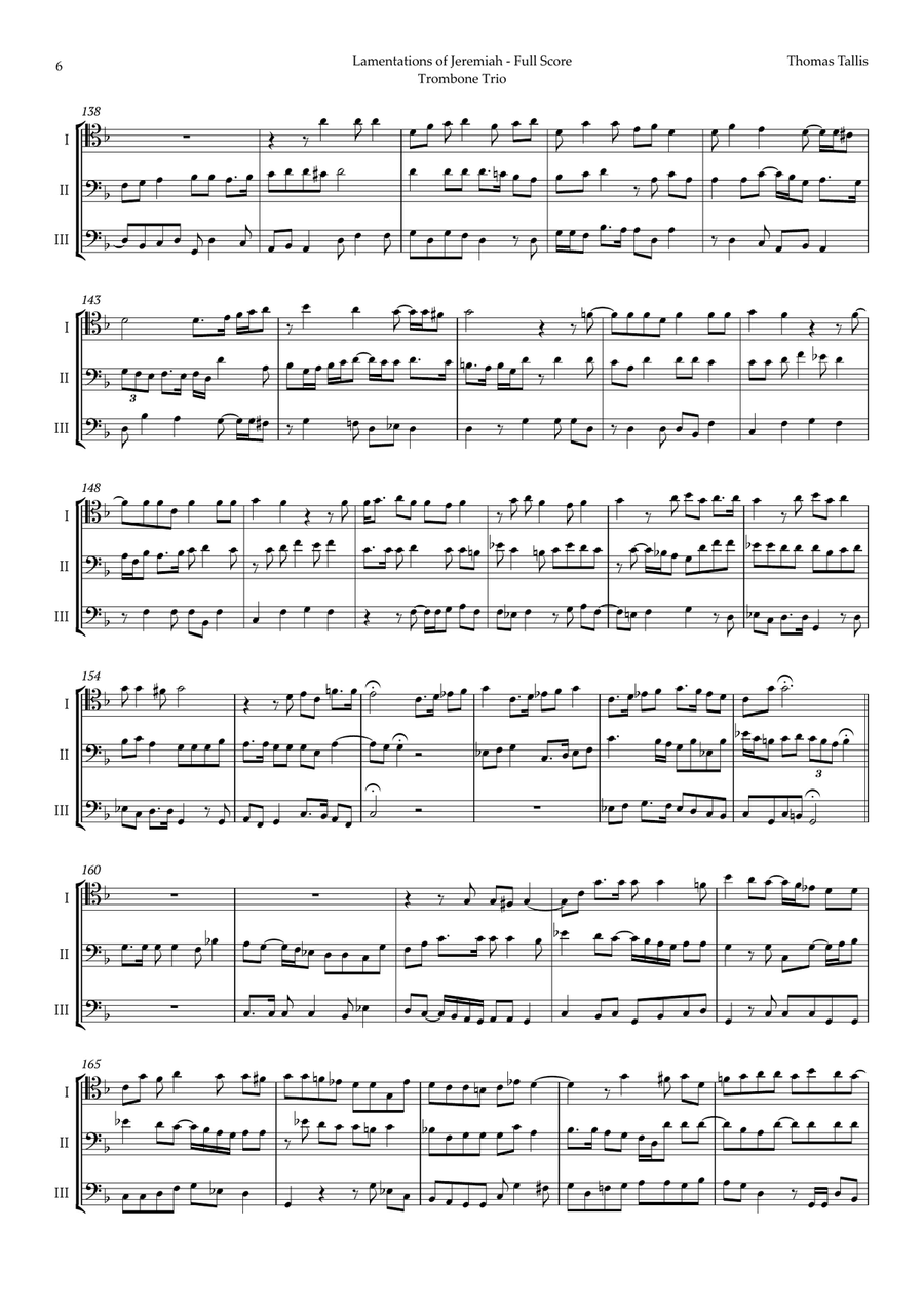 Lamentations of Jeremiah by Thomas Tallis for Trombone Trio Trombone Trio scores gallery preview page 6