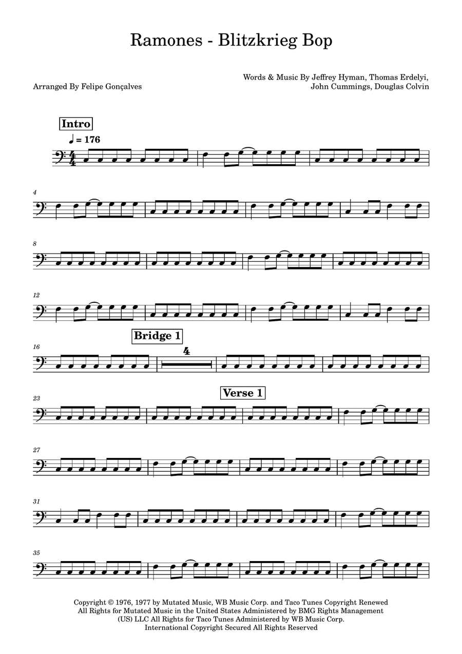Blitzkrieg Bop Blitzkrieg Bop Double Bass scores gallery preview page 1