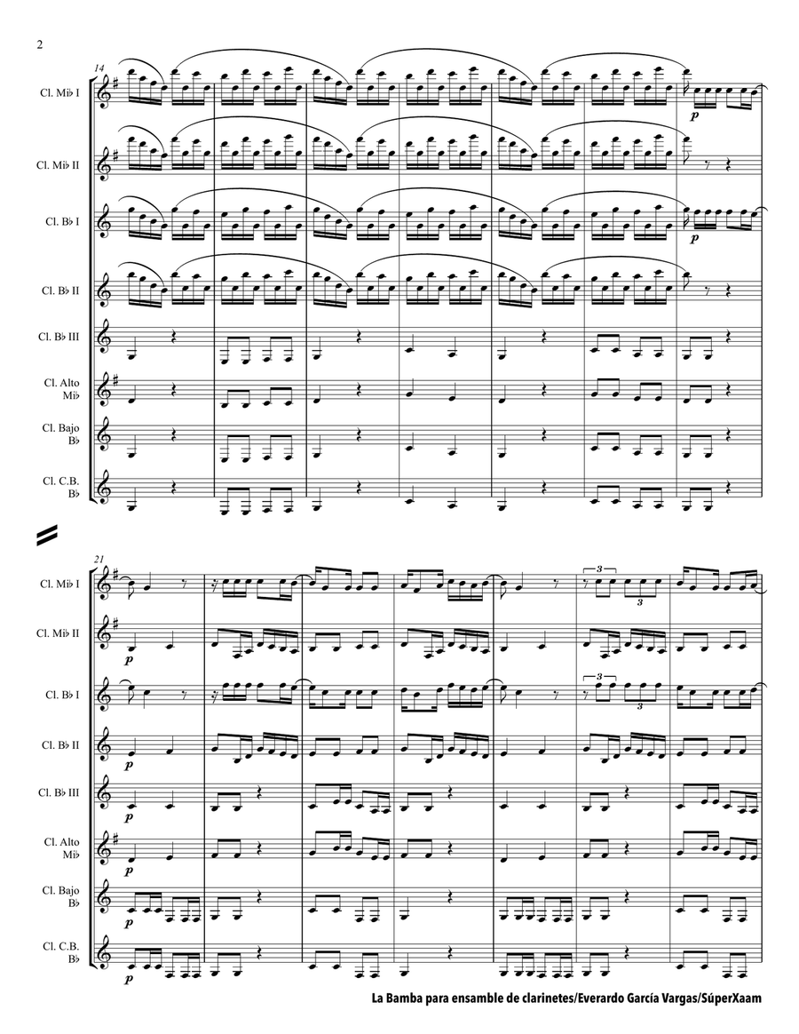La Bamba - Ensemble for Clarinet Choir Clarinet Choir scores gallery preview page 5