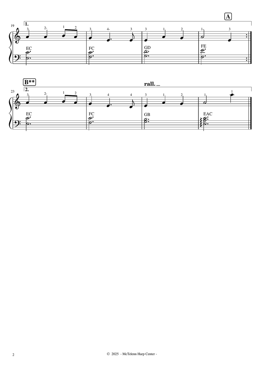 The Grenadier & The Lady - 4 Versions - Beginner & 27 String Harp | McTelenn Harp Center Celtic Harp scores gallery preview page 4