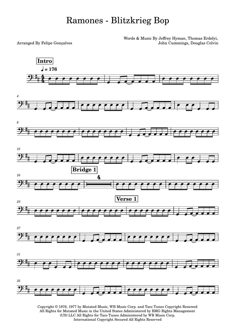 Blitzkrieg Bop Blitzkrieg Bop Double Bass scores gallery preview page 1