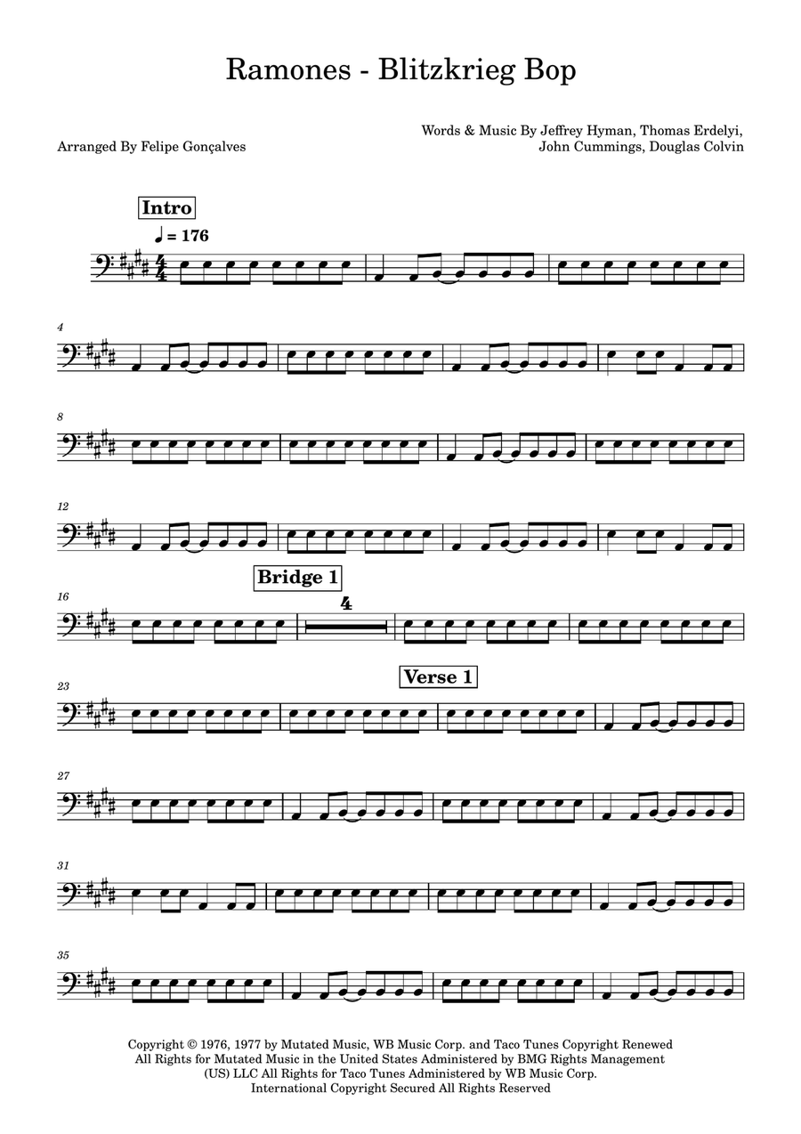 Blitzkrieg Bop Blitzkrieg Bop Double Bass scores gallery preview page 1