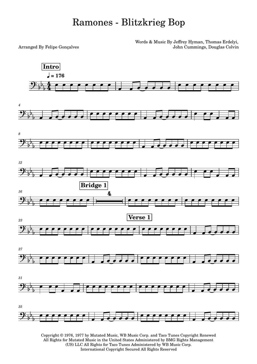 Blitzkrieg Bop Blitzkrieg Bop Double Bass scores gallery preview page 1