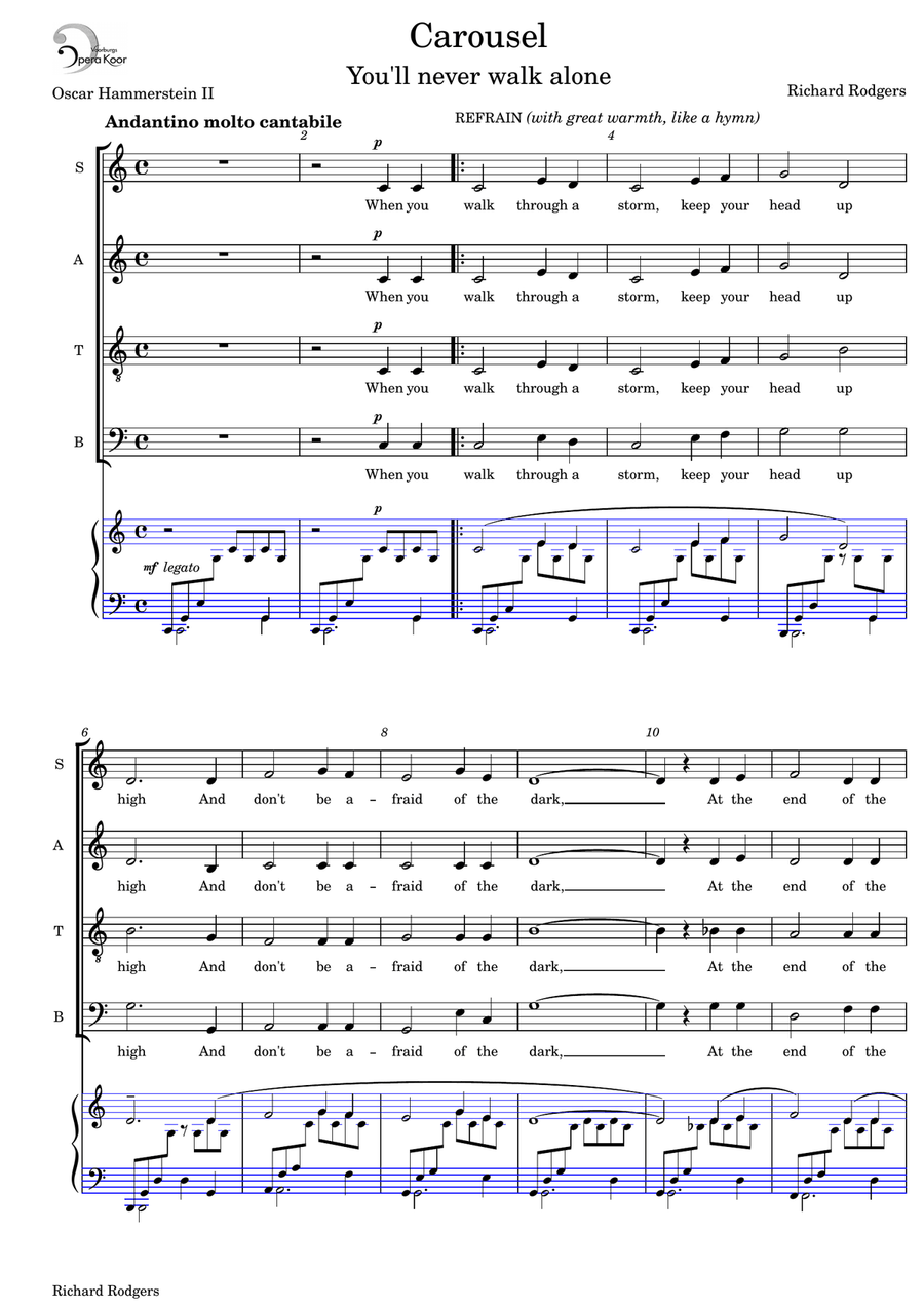 You'll Never Walk Alone You'll Never Walk Alone 4-Part scores gallery preview page 1