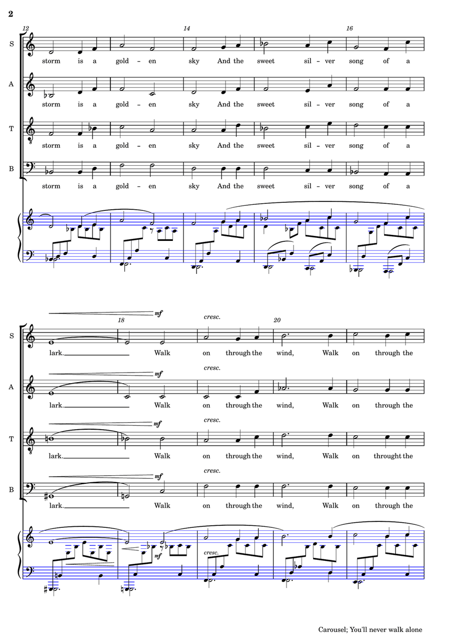 You'll Never Walk Alone You'll Never Walk Alone 4-Part scores gallery preview page 2
