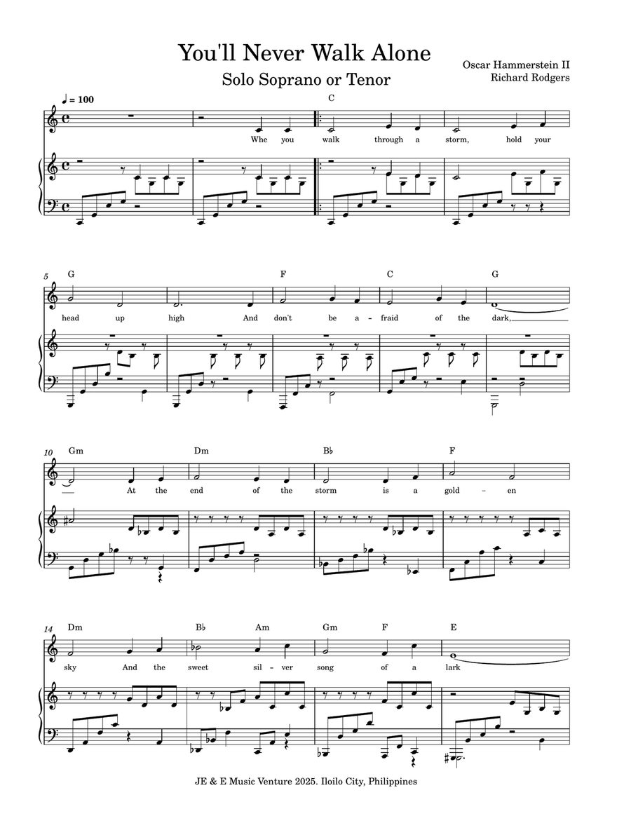 You'll Never Walk Alone You'll Never Walk Alone A Cappella scores gallery preview page 1