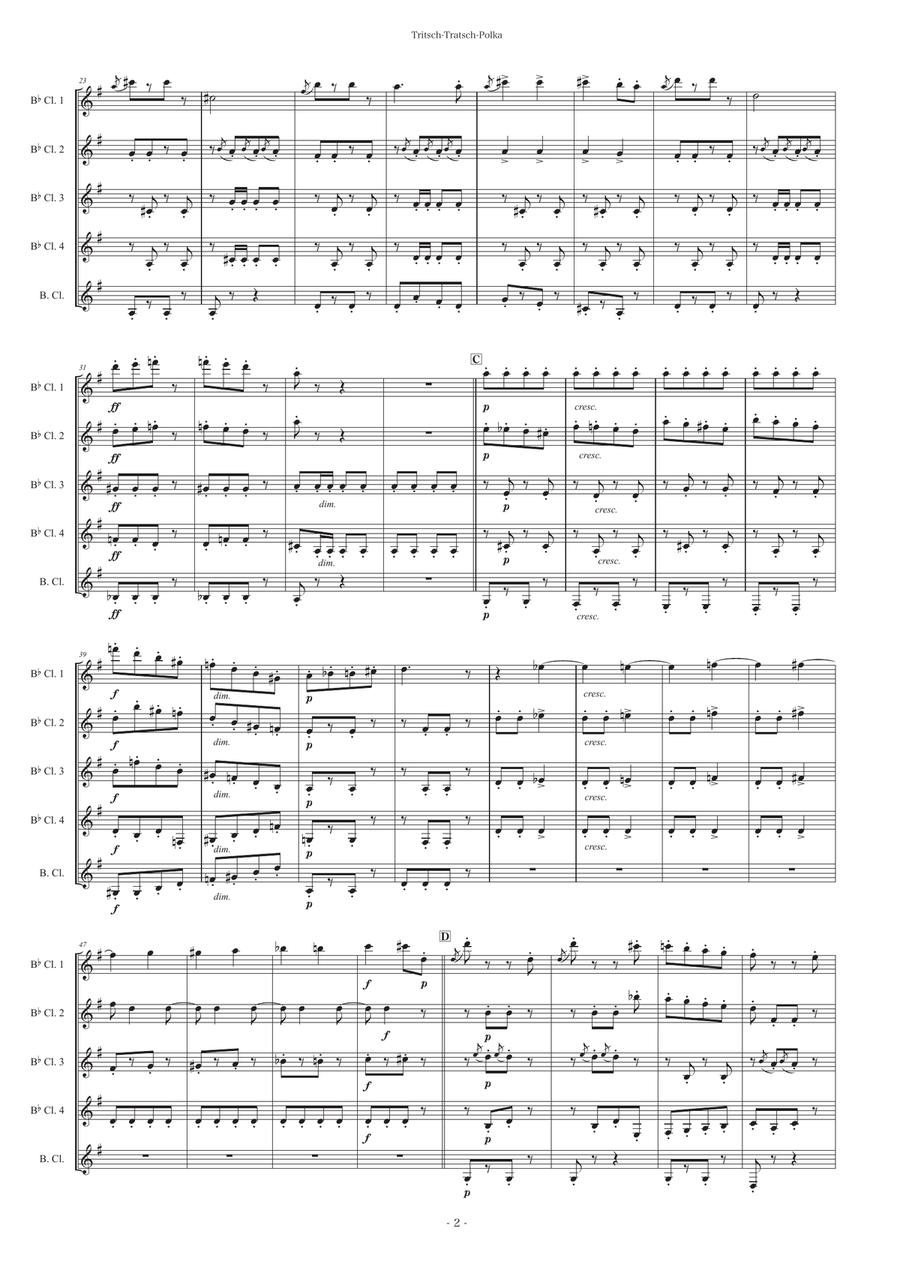 Tritsch-Tratsch-Polka[Clarinet Quintet] Clarinet Quintet scores gallery preview page 2