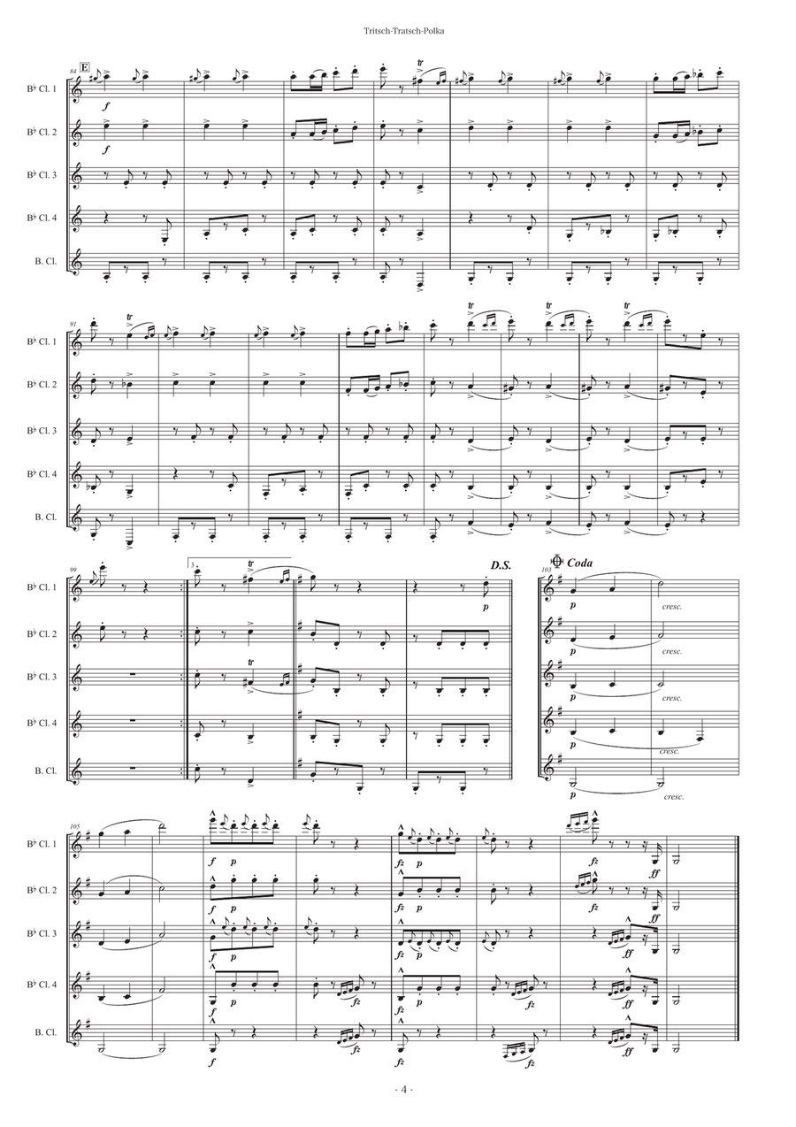 Tritsch-Tratsch-Polka[Clarinet Quintet] Clarinet Quintet scores gallery preview page 4