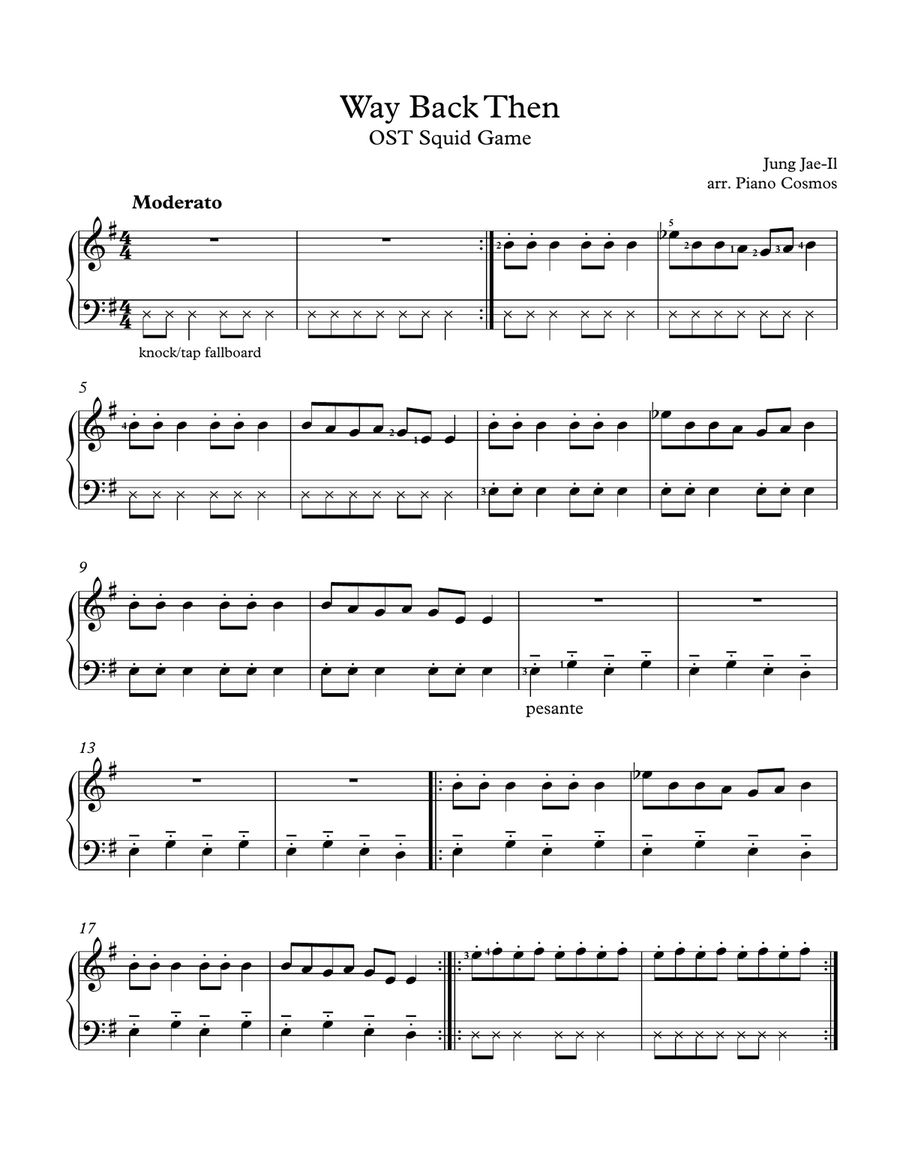 Way Back Then Easy Piano scores gallery preview page 1