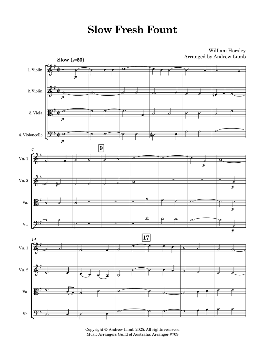 William HORSLEY | Slow Fresh Fount | for String Quartet String Quartet scores gallery preview page 5