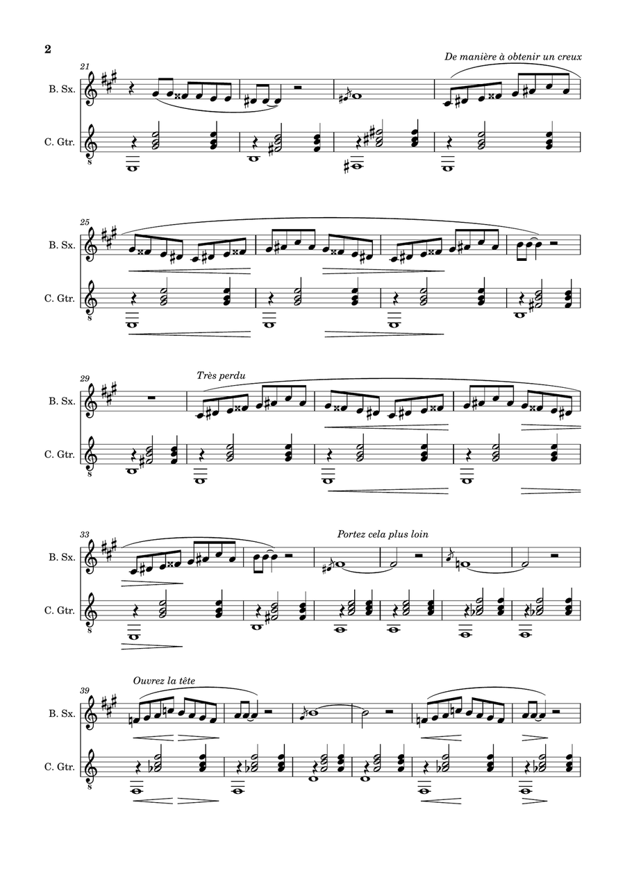 Erik Satie - Gnossienne Nº3. Arranged for B. Sax and Guitar. Chamber Music scores gallery preview page 2