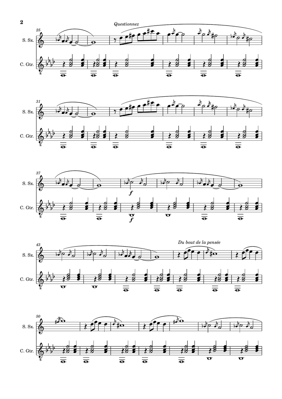 Erik Satie - Gnossiennes Nº1, 2, 3. Arranged for S. Sax. and Guitar. Chamber Music scores gallery preview page 2