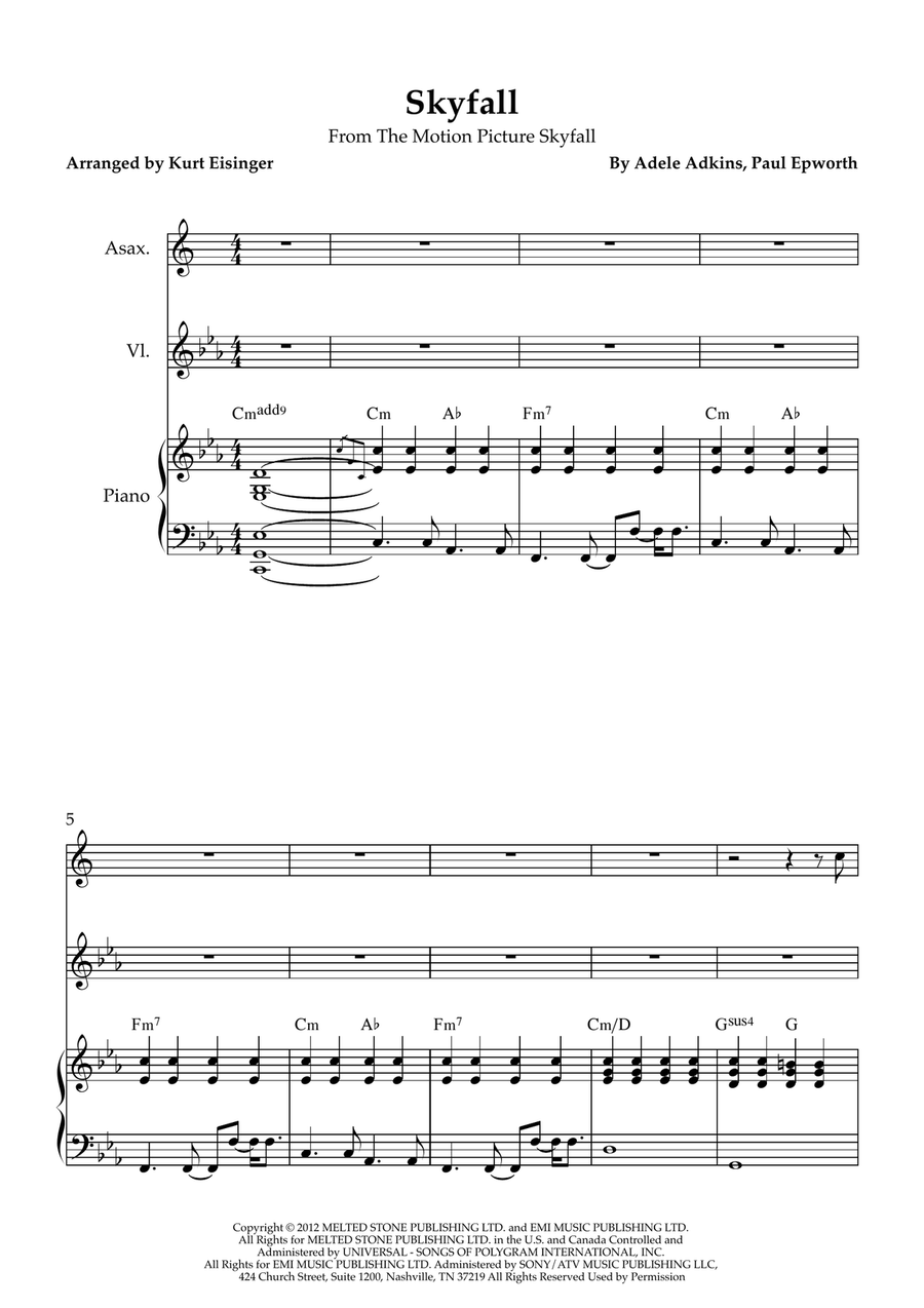 Skyfall Skyfall Alto Saxophone scores gallery preview page 1