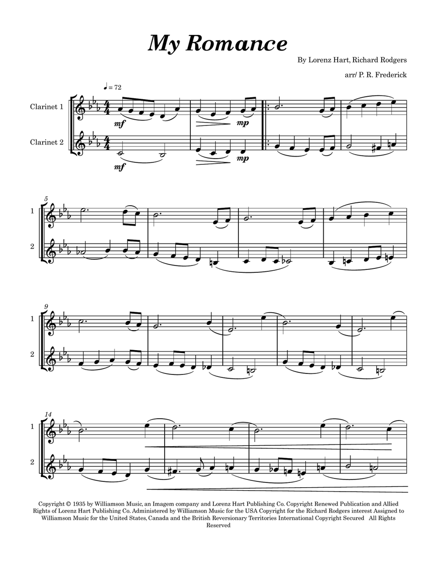 My Romance My Romance Clarinet Duet scores gallery preview page 1