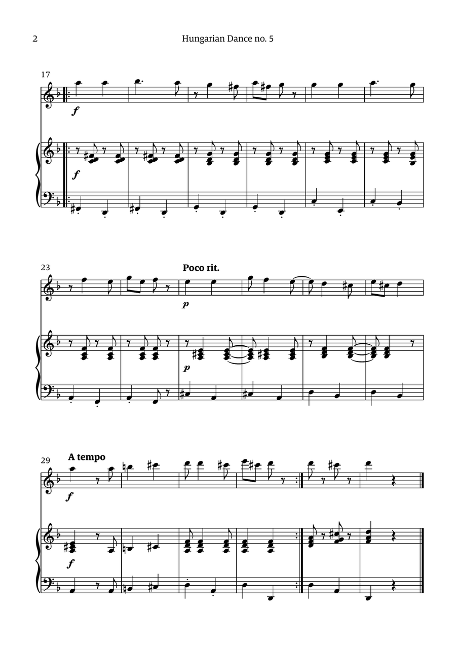 Hungarian Dance 5 (for oboe and piano accompaniment) Chamber Music scores gallery preview page 2