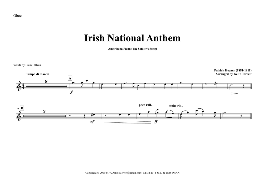 Irish National Anthem ( Amhrán na bhFiann) for Symphony Orchestra (Olympic National Anthem Series) Full Orchestra scores gallery preview page 6