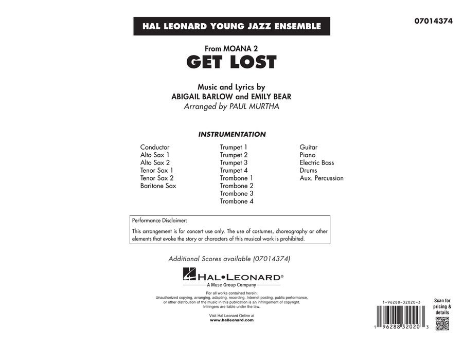 Get Lost (from Moana 2) (arr. Paul Murtha) - Conductor Score (Full Score) Jazz Ensemble scores gallery preview page 1