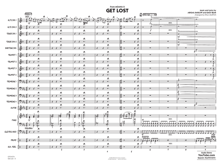 Get Lost (from Moana 2) (arr. Paul Murtha) - Conductor Score (Full Score) Jazz Ensemble scores gallery preview page 2