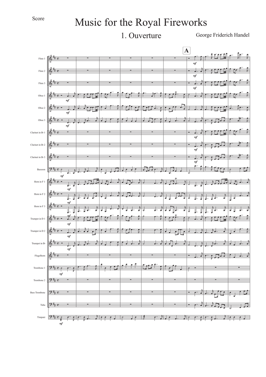 Music for the Royal Fireworks - Ouverture Concert Band scores gallery preview page 1