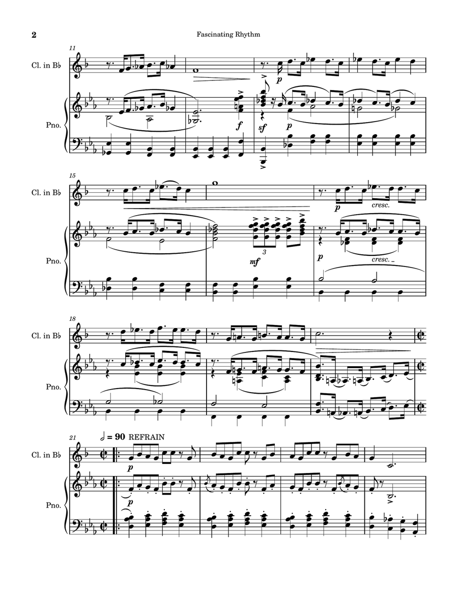 Fascinating Rhythm (for Solo Bb clarinet with piano accompaniment) B-Flat Clarinet scores gallery preview page 3