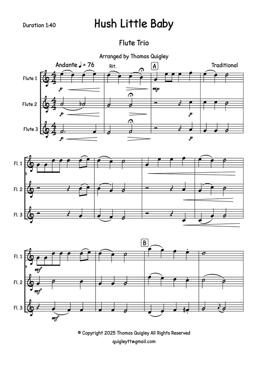 Hush Little Baby Hush Little Baby Flute Trio scores gallery preview page 2