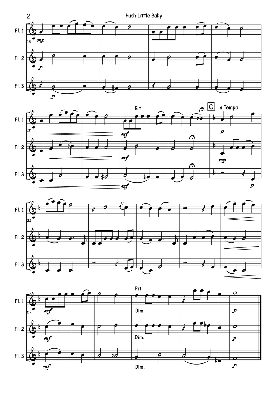 Hush Little Baby Hush Little Baby Flute Trio scores gallery preview page 3