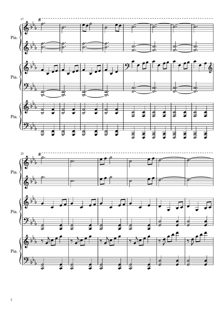 Game of Thrones arrangement for 6 hands (Easy piano) Easy Piano scores gallery preview page 2