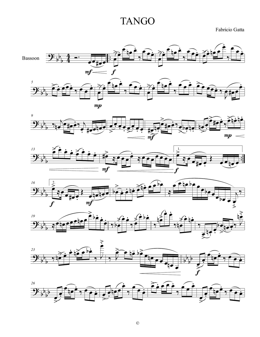 Tango Vals & Mionga Tango Vals & Mionga Bassoon Solo scores gallery preview page 1