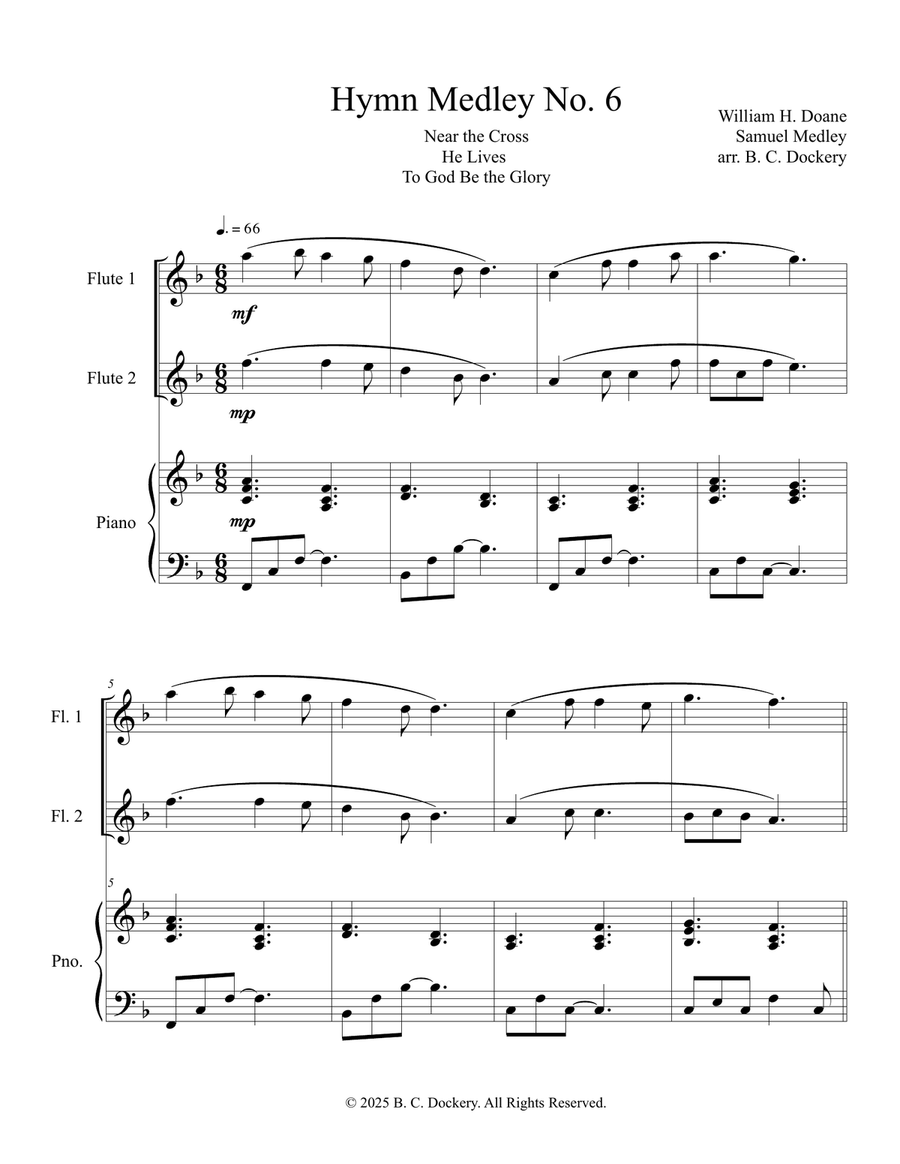 Hymn Medley No. 6 (Flute Duet with Piano Accompaniment) Flute Duet scores gallery preview page 1