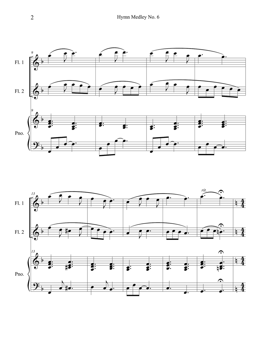 Hymn Medley No. 6 (Flute Duet with Piano Accompaniment) Flute Duet scores gallery preview page 2
