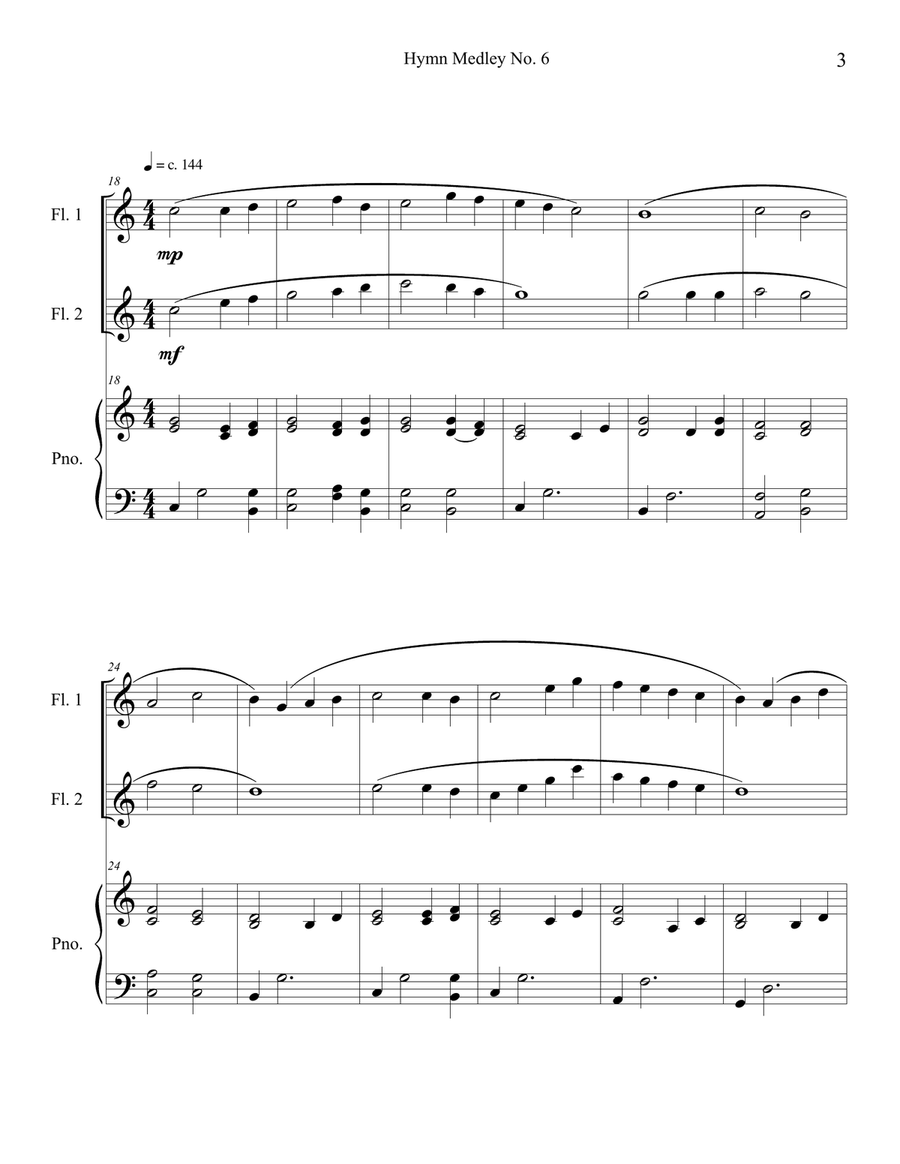 Hymn Medley No. 6 (Flute Duet with Piano Accompaniment) Flute Duet scores gallery preview page 3