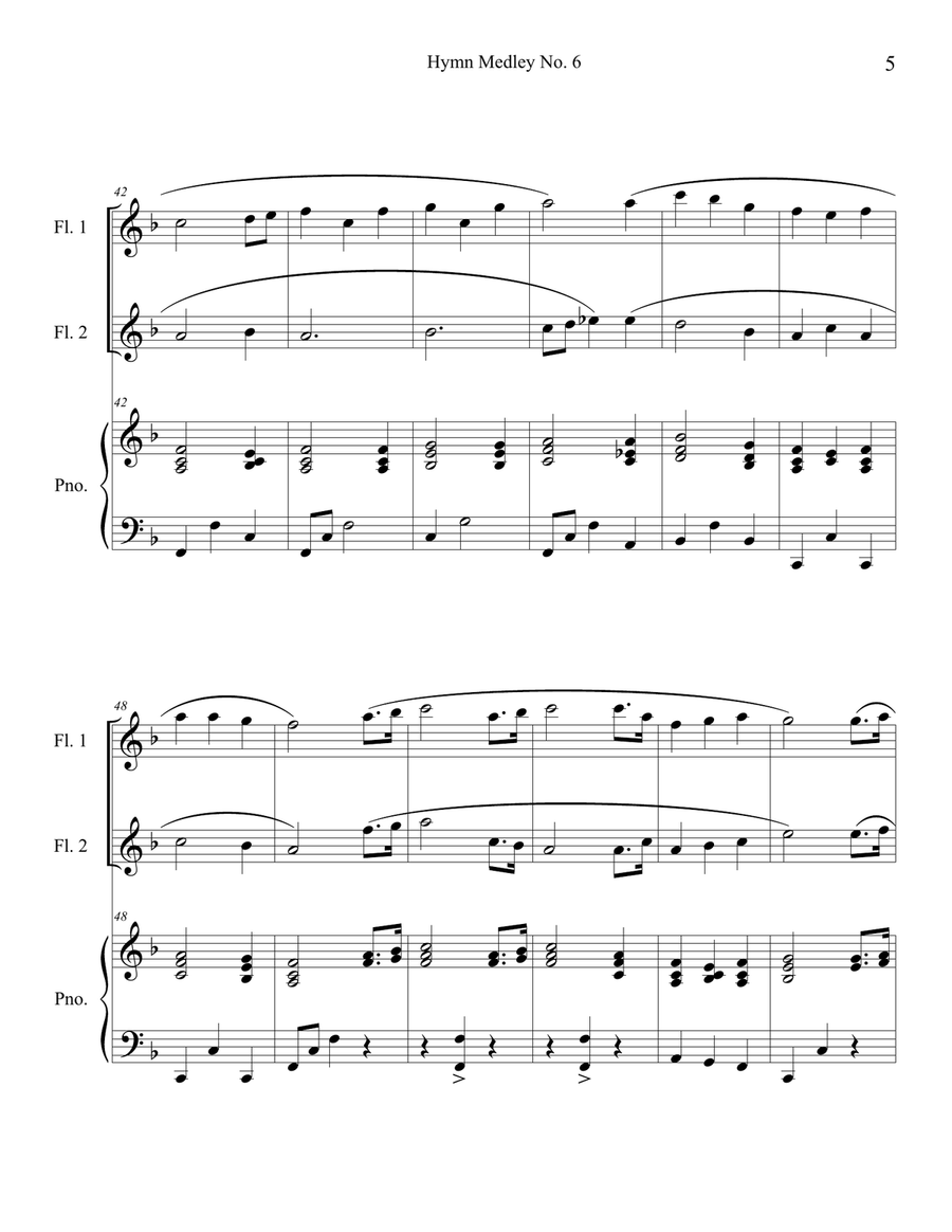 Hymn Medley No. 6 (Flute Duet with Piano Accompaniment) Flute Duet scores gallery preview page 5