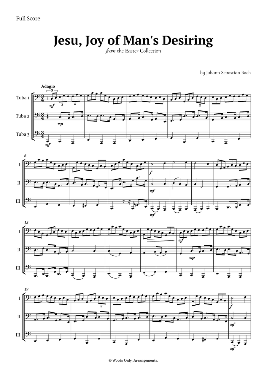 Jesu, Joy of Man's Desiring by Bach for Tuba Trio Brass Trio scores gallery preview page 1