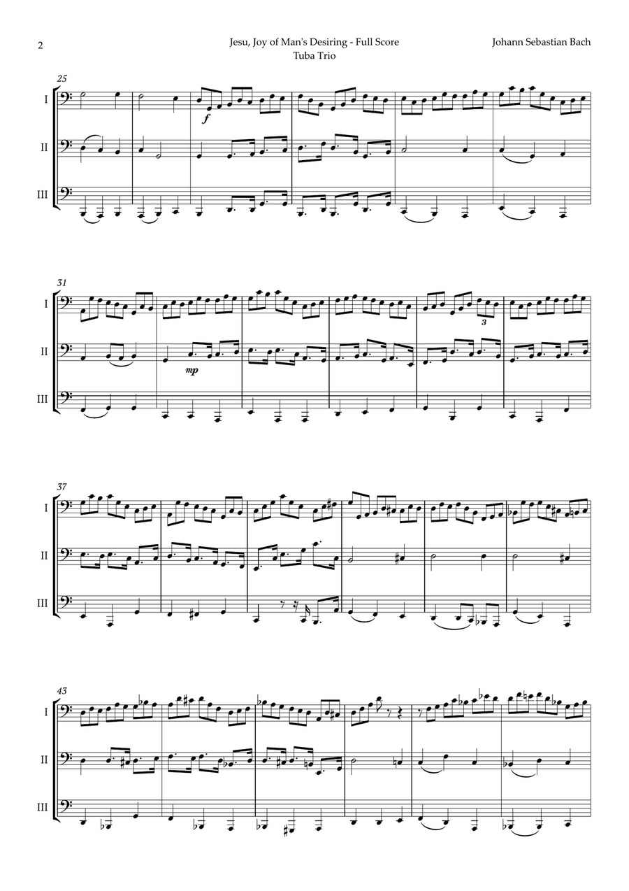 Jesu, Joy of Man's Desiring by Bach for Tuba Trio Brass Trio scores gallery preview page 2