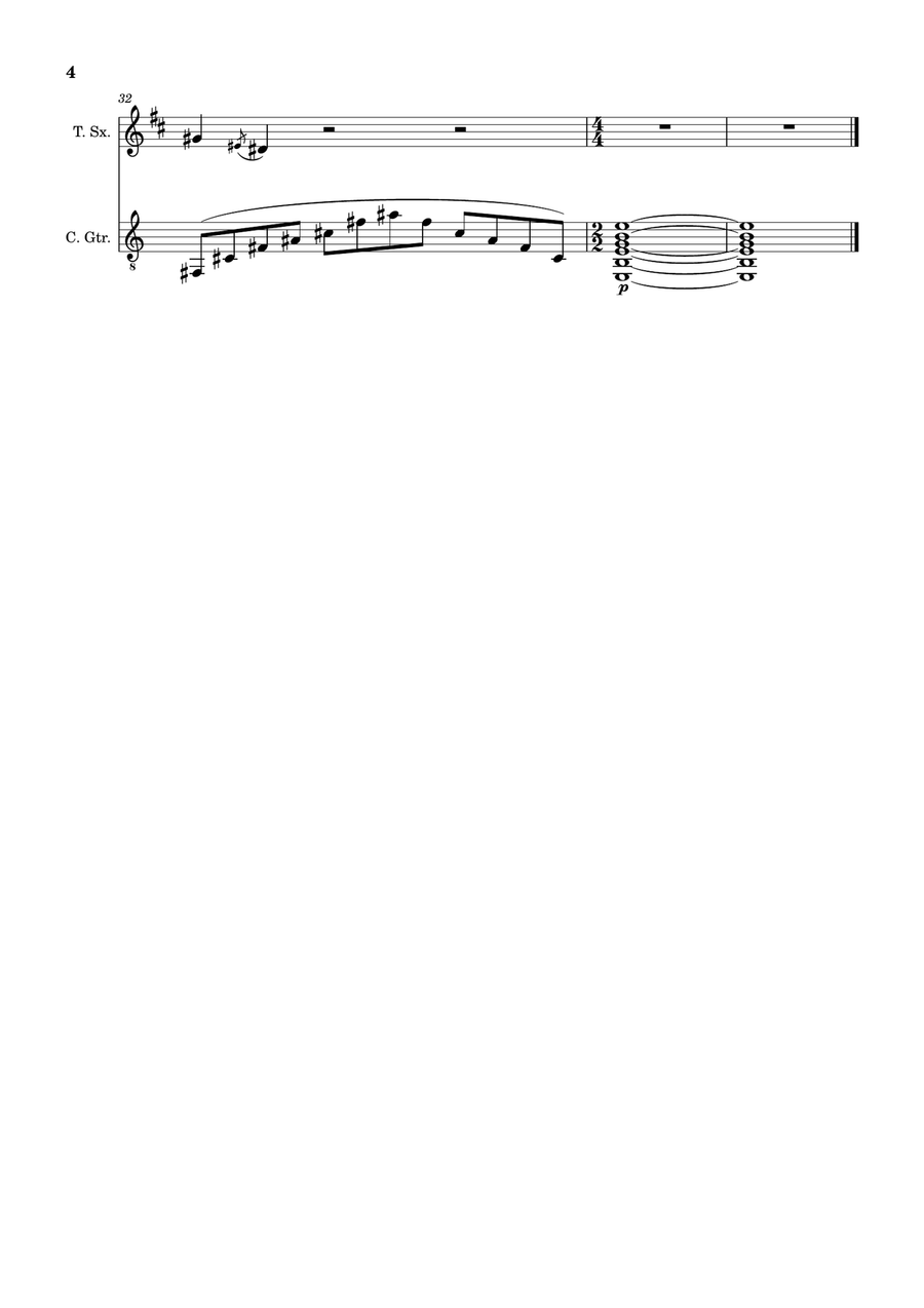 Erik Satie - Gnossiennes Nº4, 5, 6. Arranged for T. Sax. and Guitar. Chamber Music scores gallery preview page 4