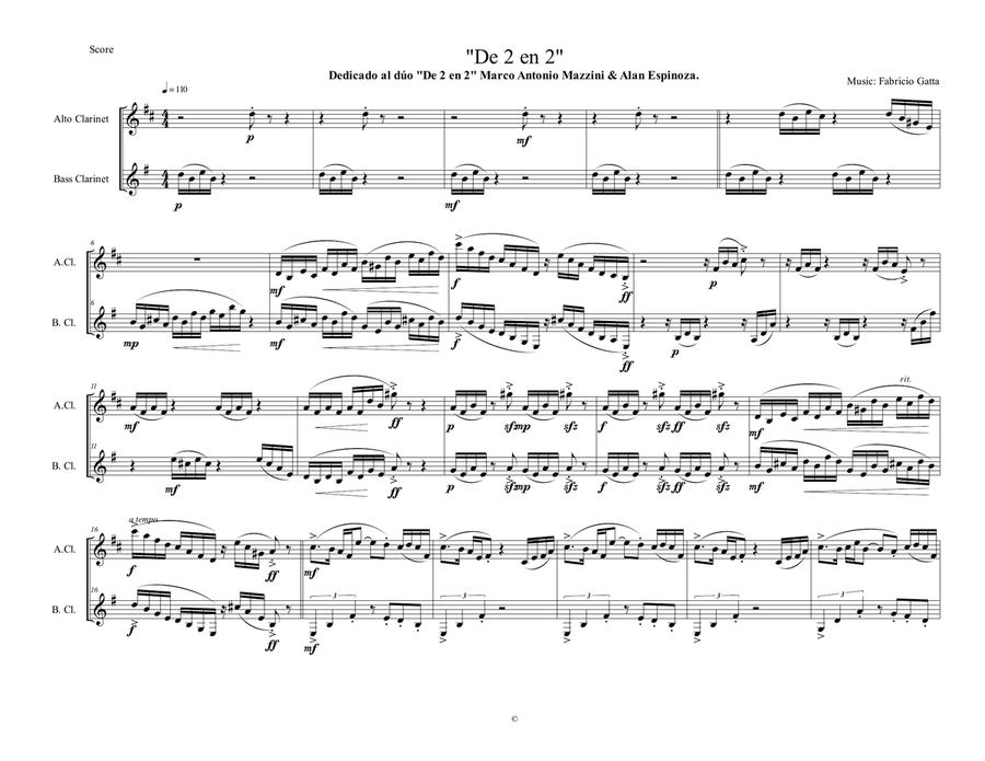 De 2 en 2 Clarinet Duet scores gallery preview page 1