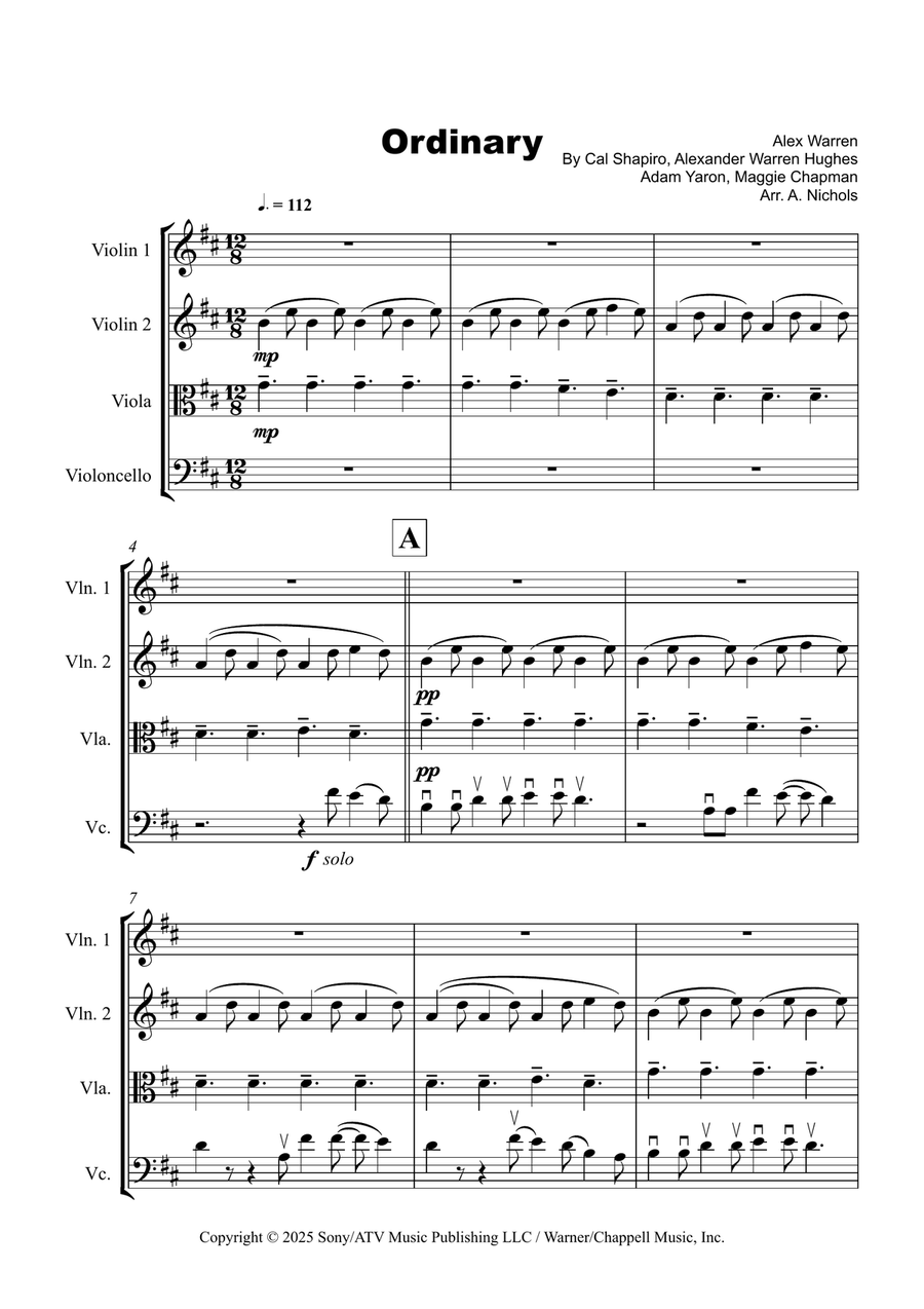Ordinary Ordinary String Quartet scores gallery preview page 1