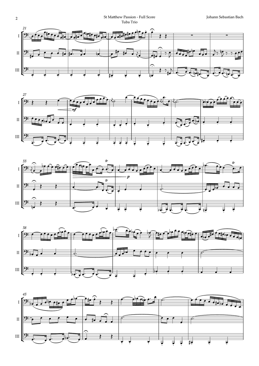 Aus Liebe will mein Heiland sterben by Bach for Tuba Trio Brass Trio scores gallery preview page 2