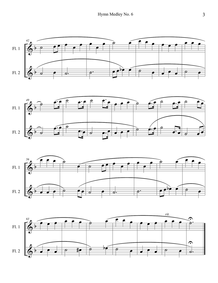 Hymn Medley No. 6 (Flute Duet) Flute Duet scores gallery preview page 3