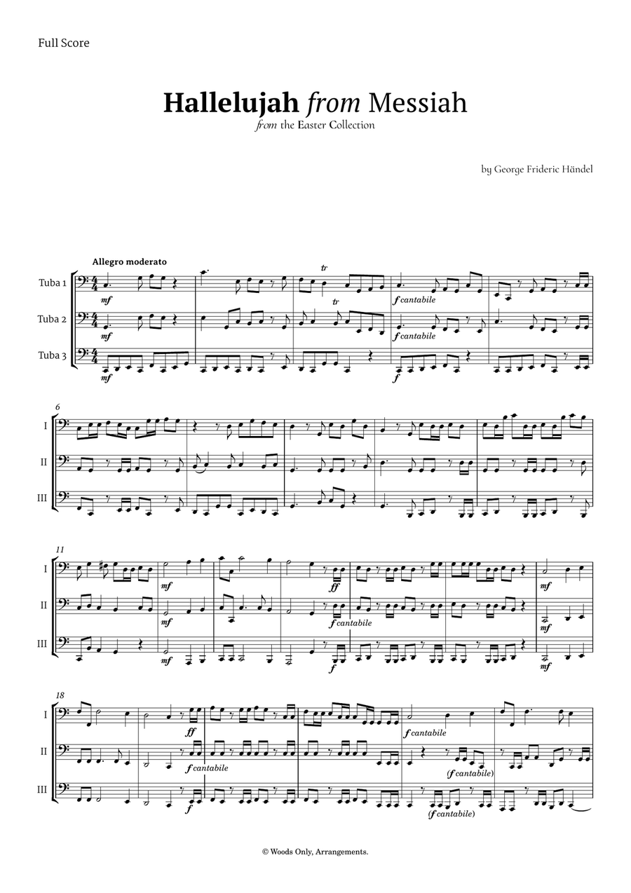 Hallelujah by Friedrich Händel for Tuba Trio Brass Trio scores gallery preview page 1