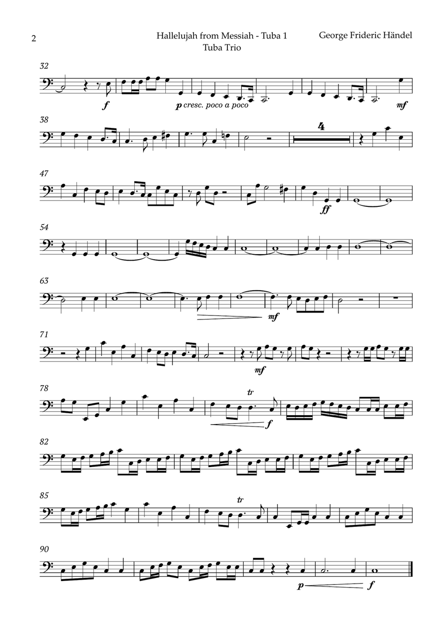 Hallelujah by Friedrich Händel for Tuba Trio Brass Trio scores gallery preview page 5