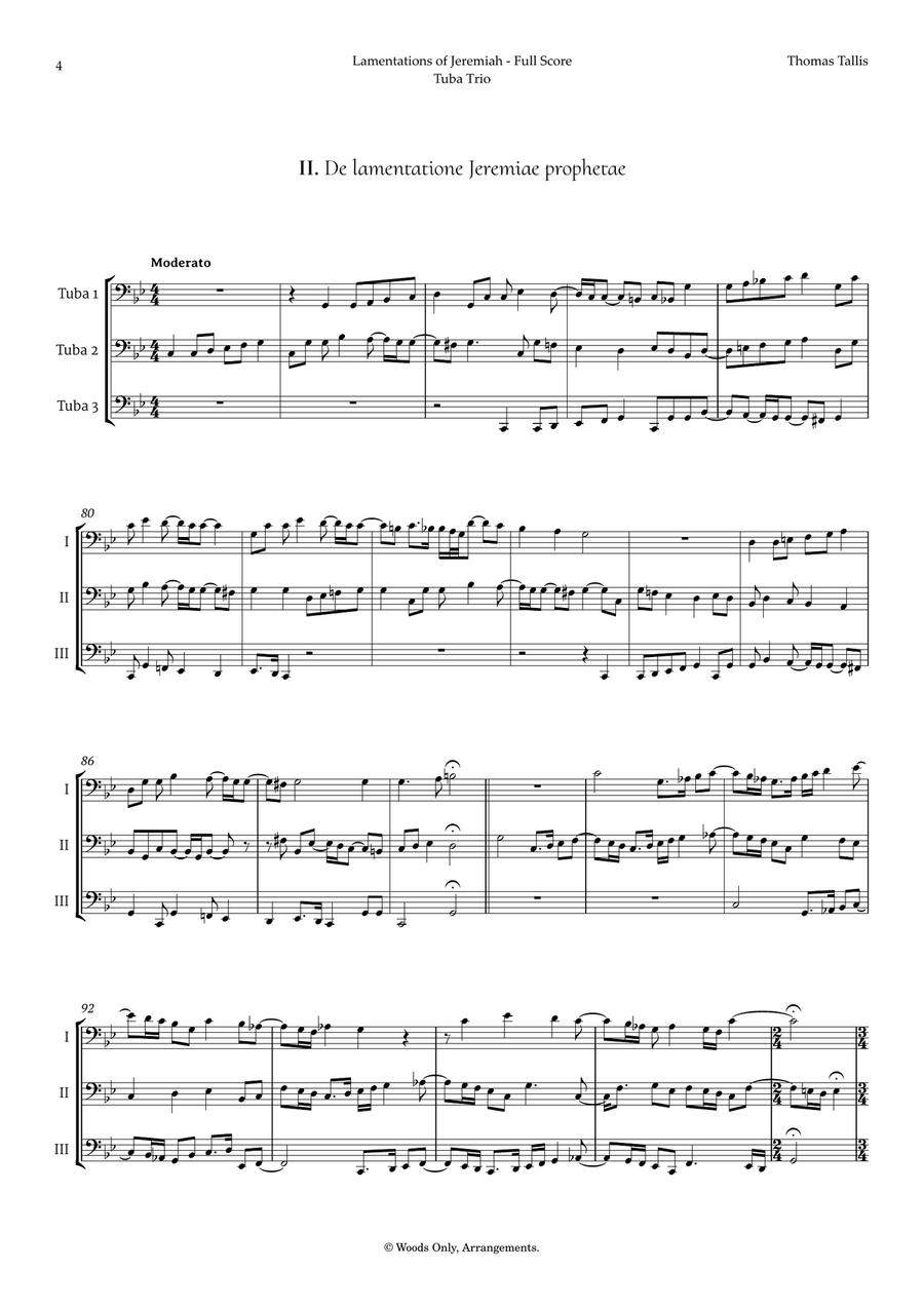 Lamentations of Jeremiah by Thomas Tallis for Tuba Trio Brass Trio scores gallery preview page 4