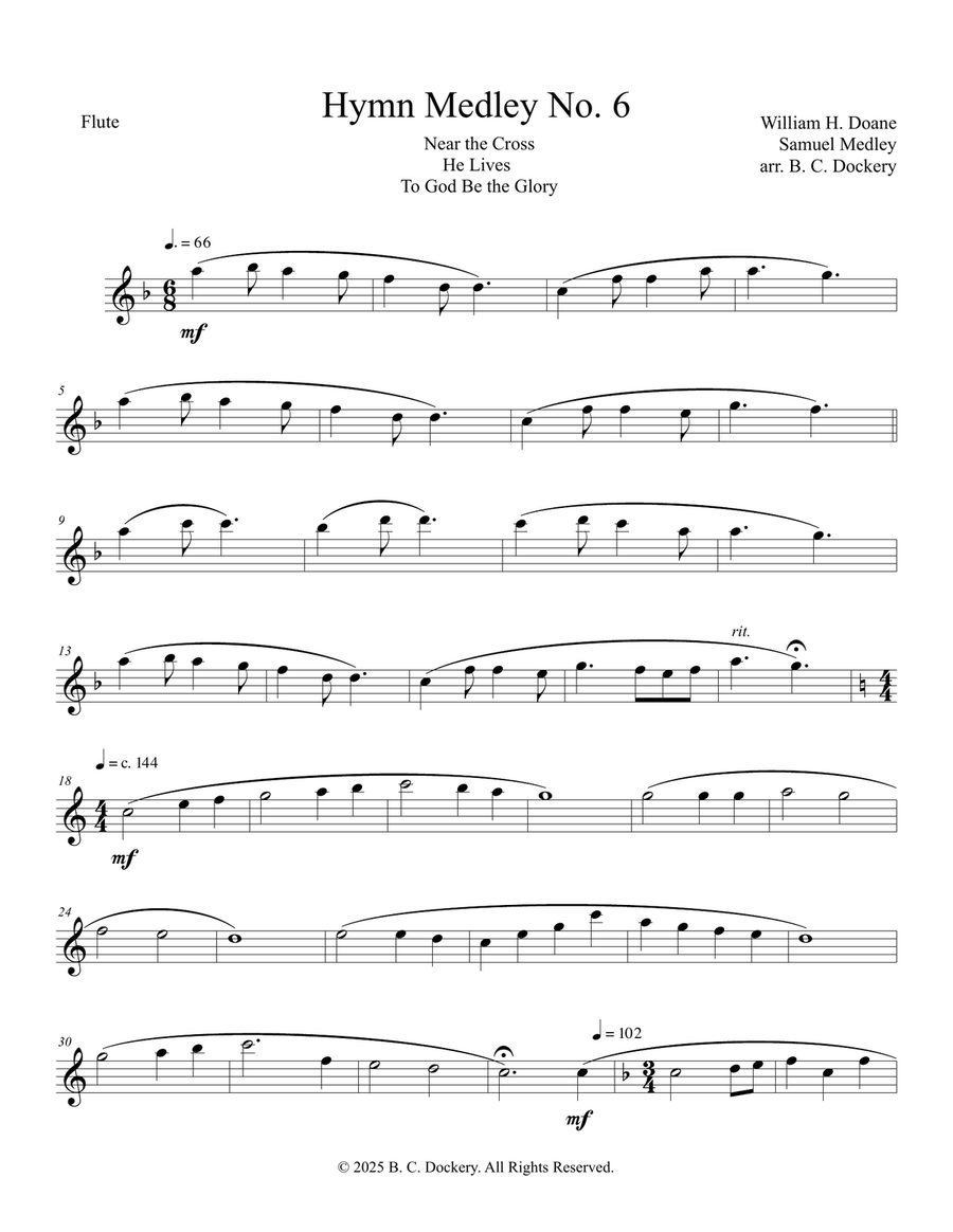 Hymn Medley No. 6 (Flute Solo) Flute Solo scores gallery preview page 1