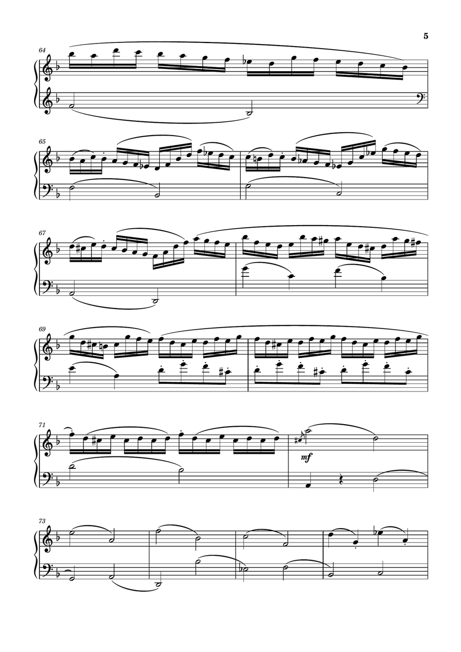 Cuarteto de Cuerdas (Primer Movimiento) Op.76 No.2-Haydn Piano Solo scores gallery preview page 5