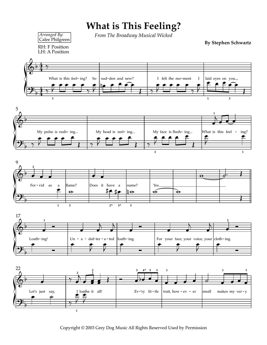 What Is This Feeling? What Is This Feeling? Easy Piano scores gallery preview page 1