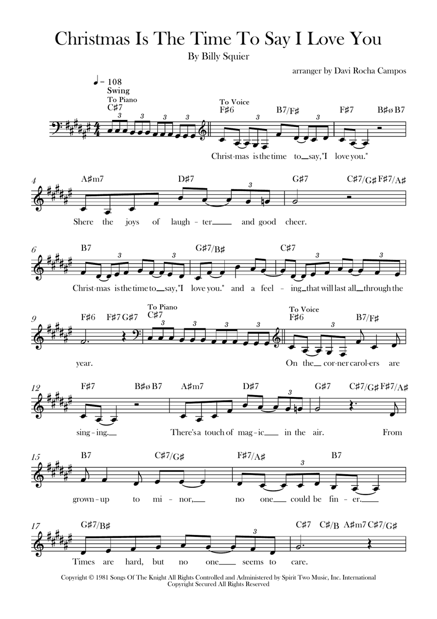 Christmas Is The Time To Say I Love You Piano scores gallery preview page 1