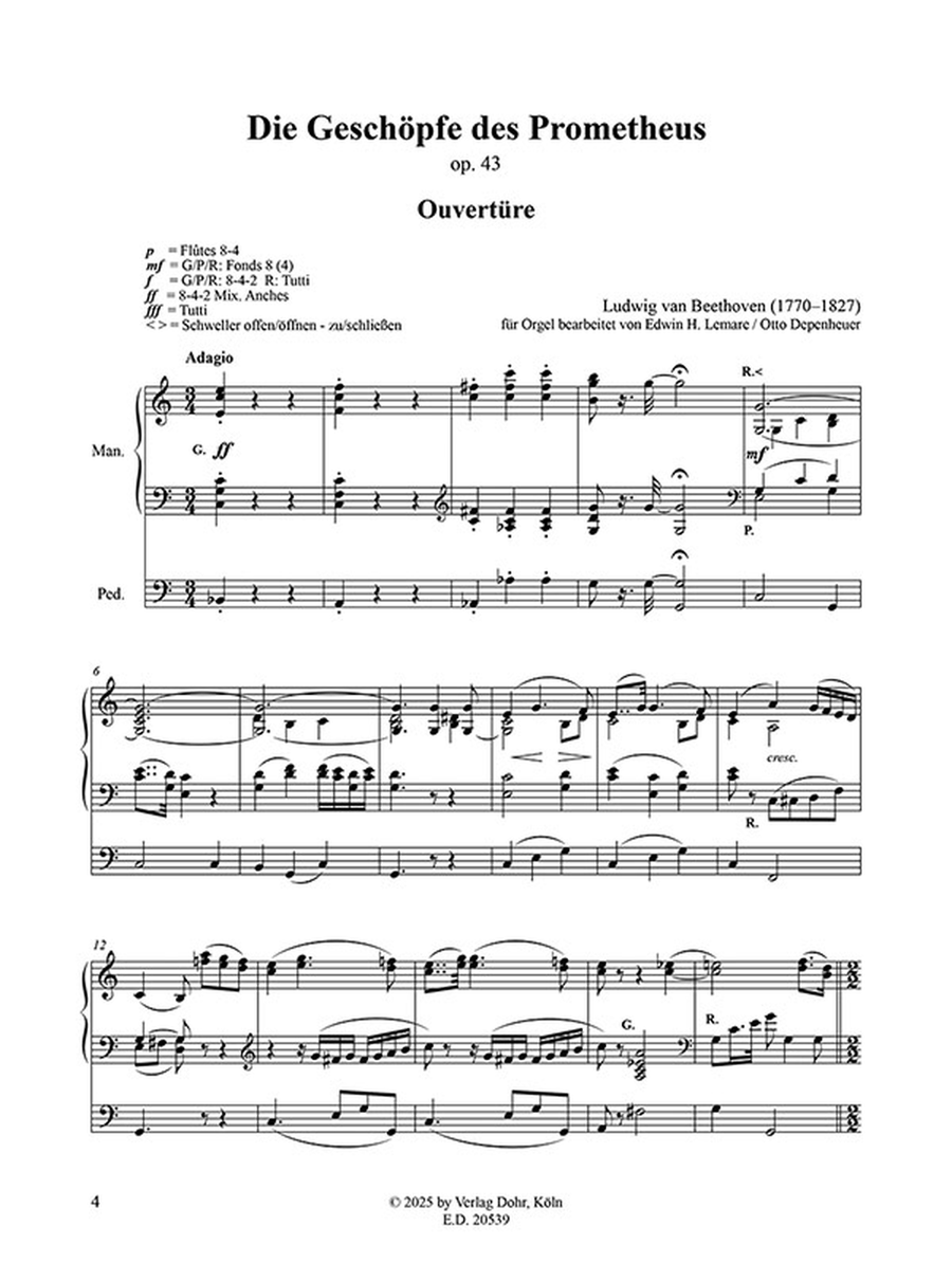 Die Geschöpfe des Prometheus. Ouvertüre op. 43/1 (für Orgel) Organ scores gallery preview page 2