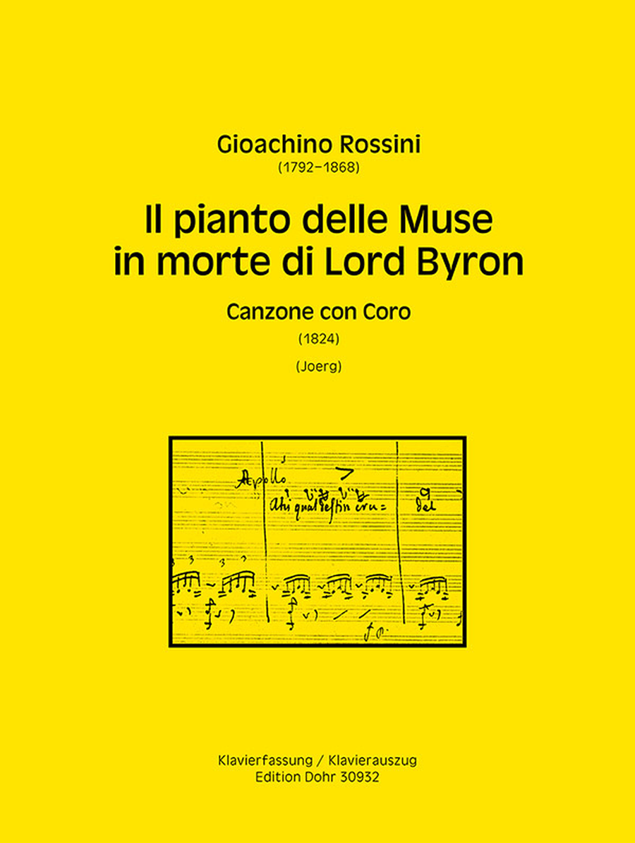 Il pianto delle Muse in morte di Lord Byron für Tenorsolo und sechs weitere Soli, dreistimmigen Männerchor und Orchester (Klavier) (1824) -Canzone con Coro- Piano scores gallery preview page 1