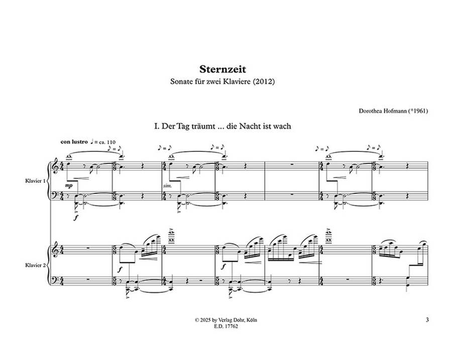 Sternzeit (2012) -Sonate für zwei Klaviere- Organ scores gallery preview page 2